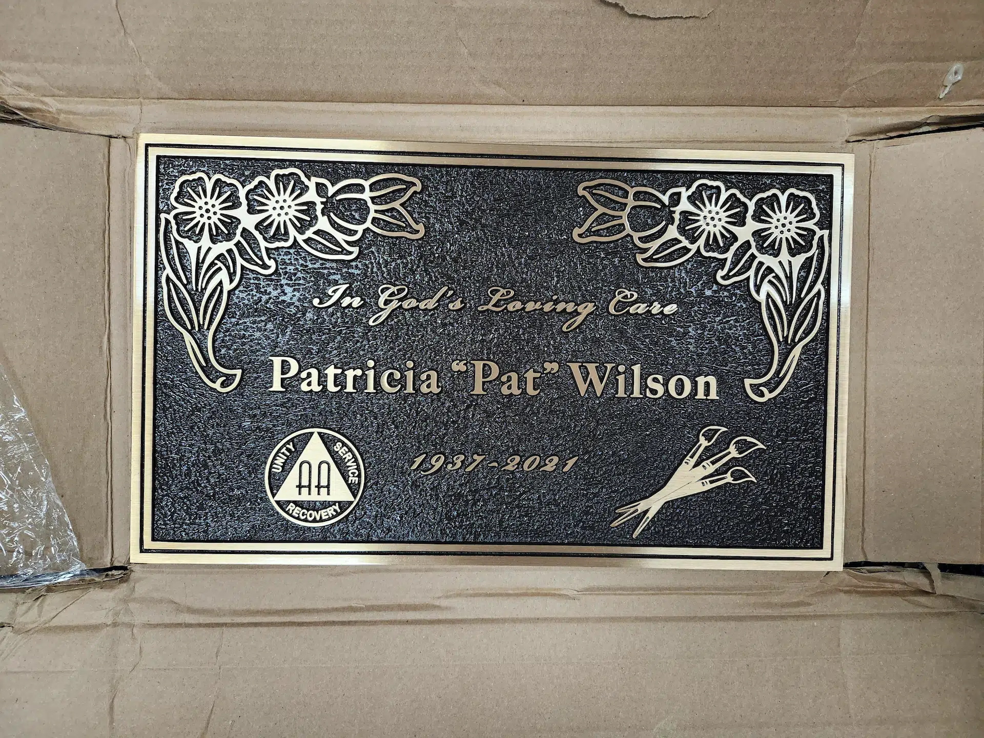 Bronze Grave Plaque hand-carved by Grave Plaque Shop in NJ — image 1